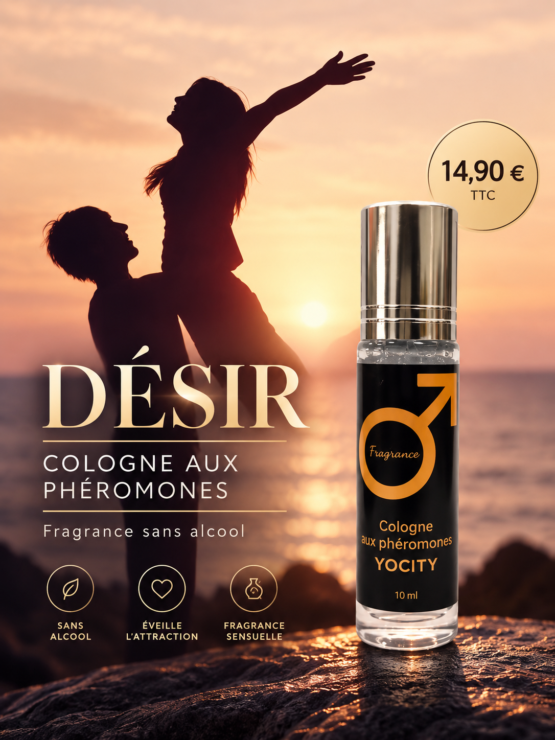 Roll-On parfumé YOCITY version Homme, flacon noir 10 ml